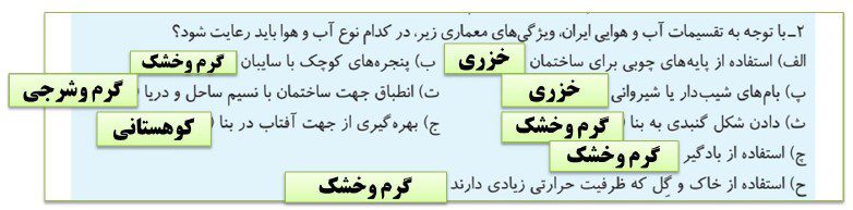 پاسخ فعالیت های درس پنجم جغرافیا دهم